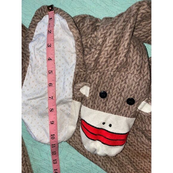 Underland Sock Monkey L hoodie footie pajamas super-soft 2 piece - Picture 7 of 16